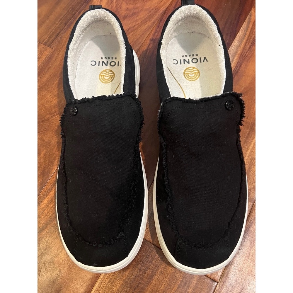 Vionic Beach Seaview Men's 11.5 M Black Canvas Slip-On Comfort Shoes
